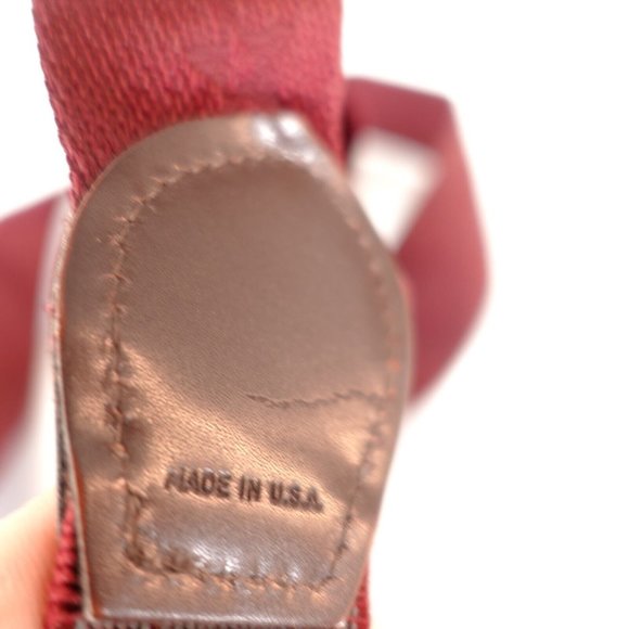 PELICAN‎ Suspenders Mens Red Burgundy Y Back Star Button Adjustment Made in USA - Picture 8 of 11